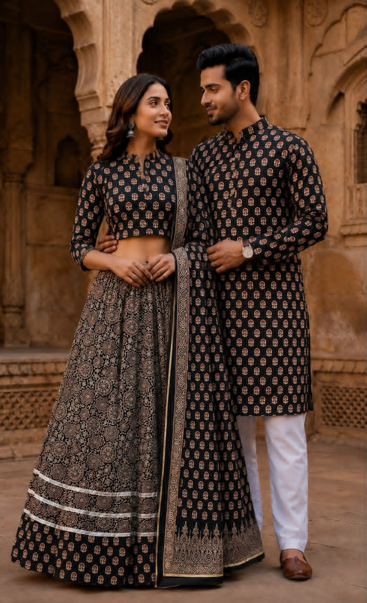 01 Handcrafted Bagru Cotton Couple Set | Navratri & Diwali Festive Collection