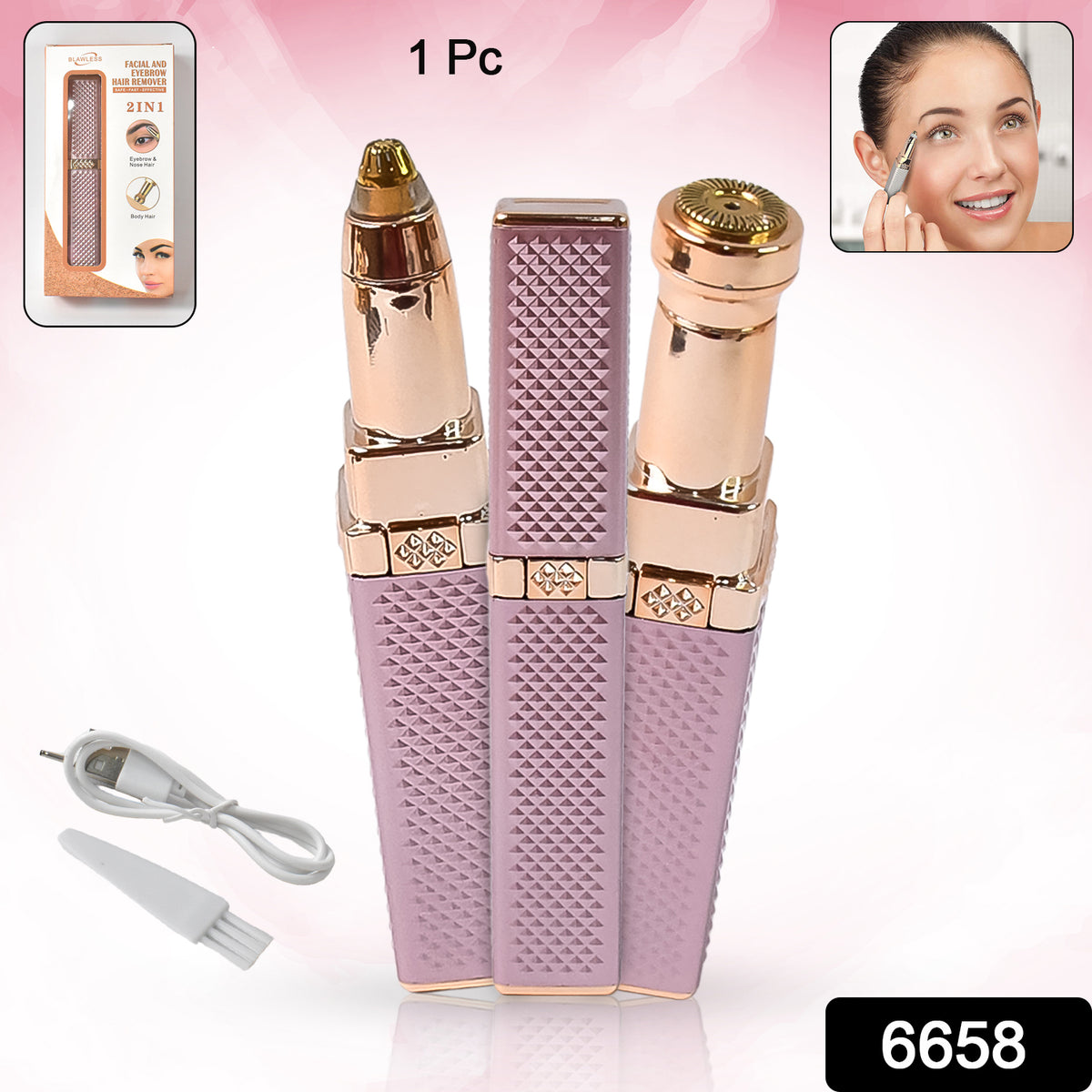 2-in-1 Eyebrow Razor â Rechargeable, Painless Hair Shaver with LED Light