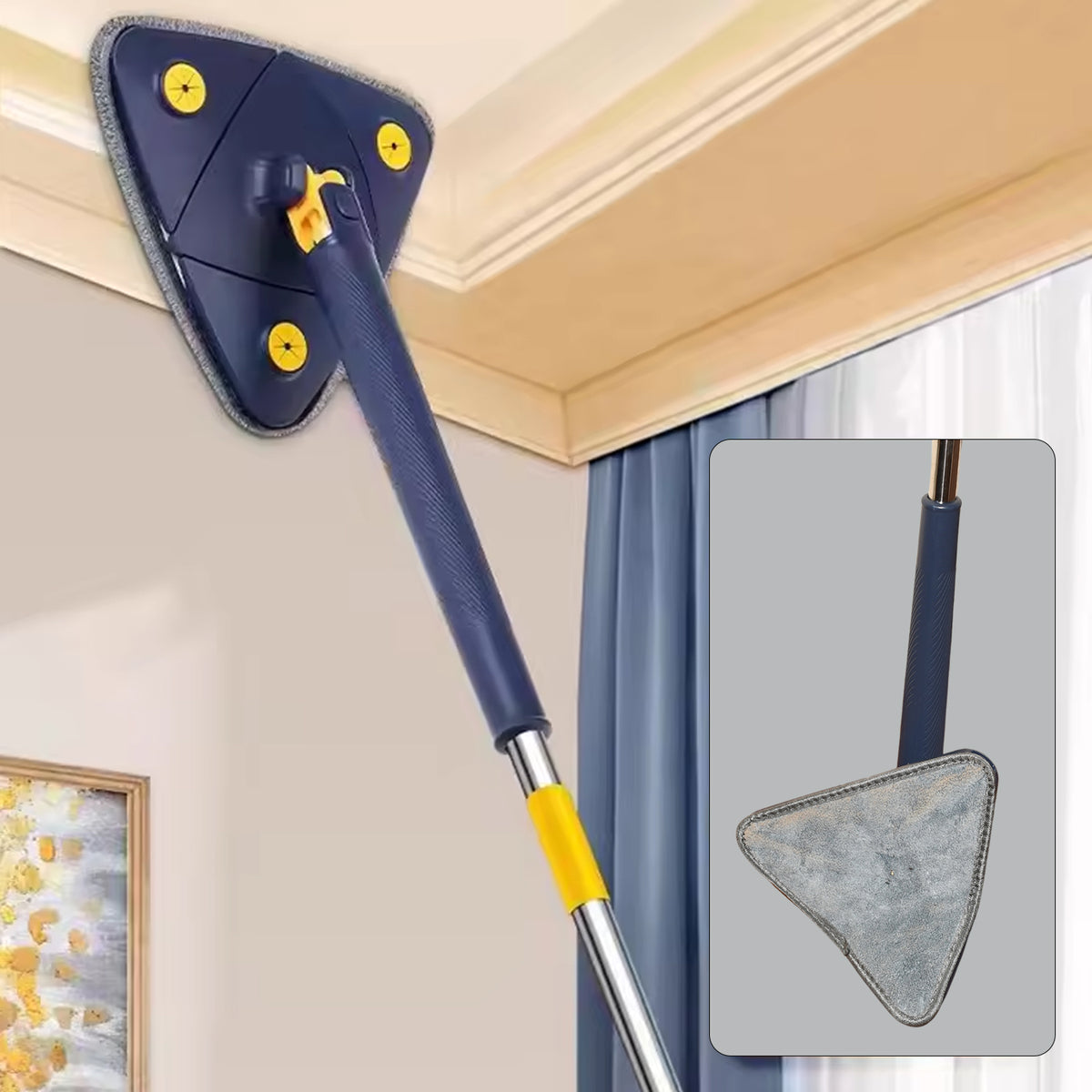 Triangle Cleaning Mop â 360° Rotatable with Long Handle | Storenzo