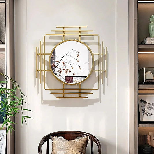 01 Luxury Geometric Gold Metal Wall Mirror
