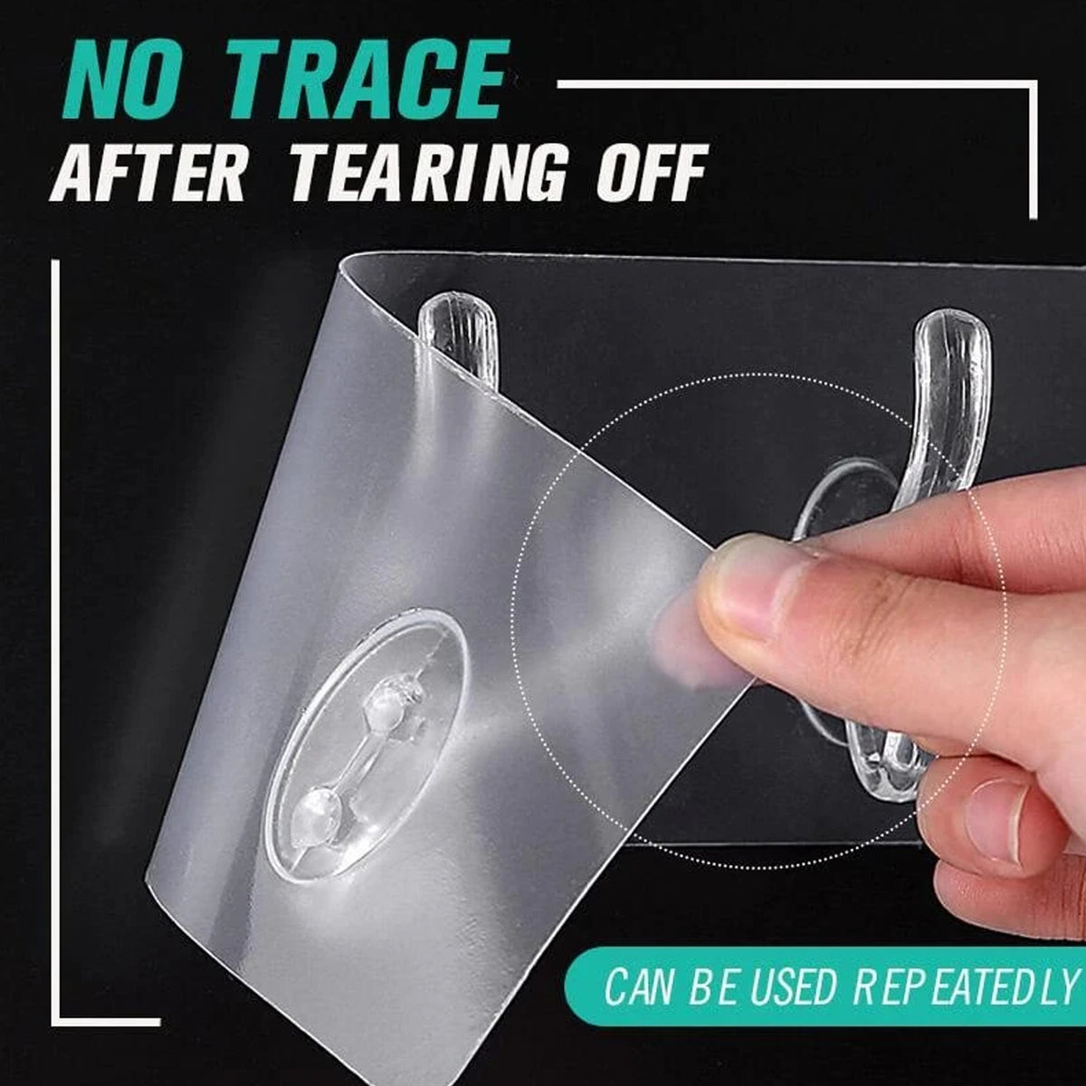 Strong Transparent Adhesive Wall Hooks - 5 Pack No Drill
