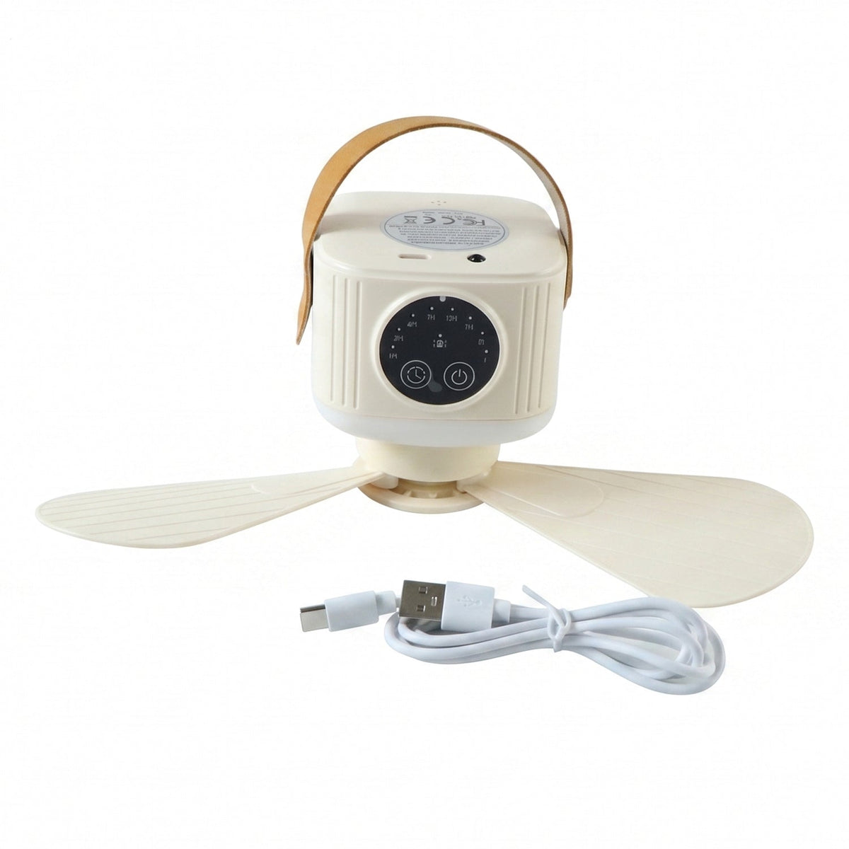 3 in 1 Rechargeable Camping Fan with LED Light Timer and Hanging Hook