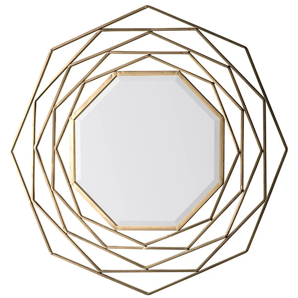 01.Gold Geometric Octagon Mirror