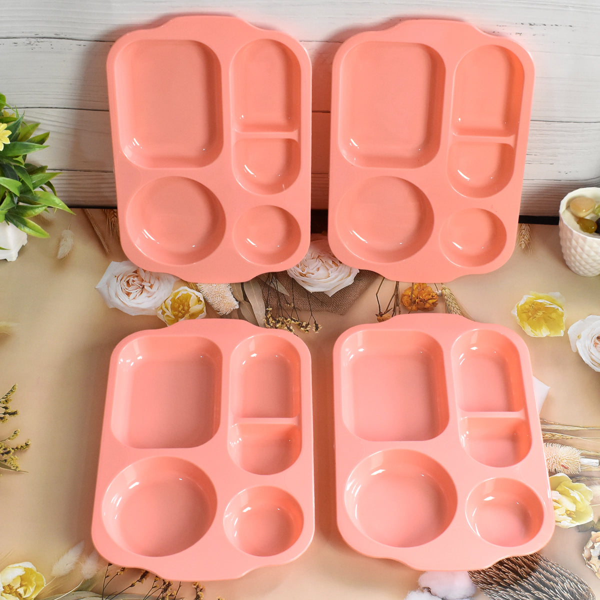 5-Compartment Food Plates â Unbreakable & Multicolor Set | Jiaqi
