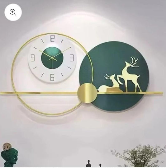 01 Deer Green Metal Wall Clock