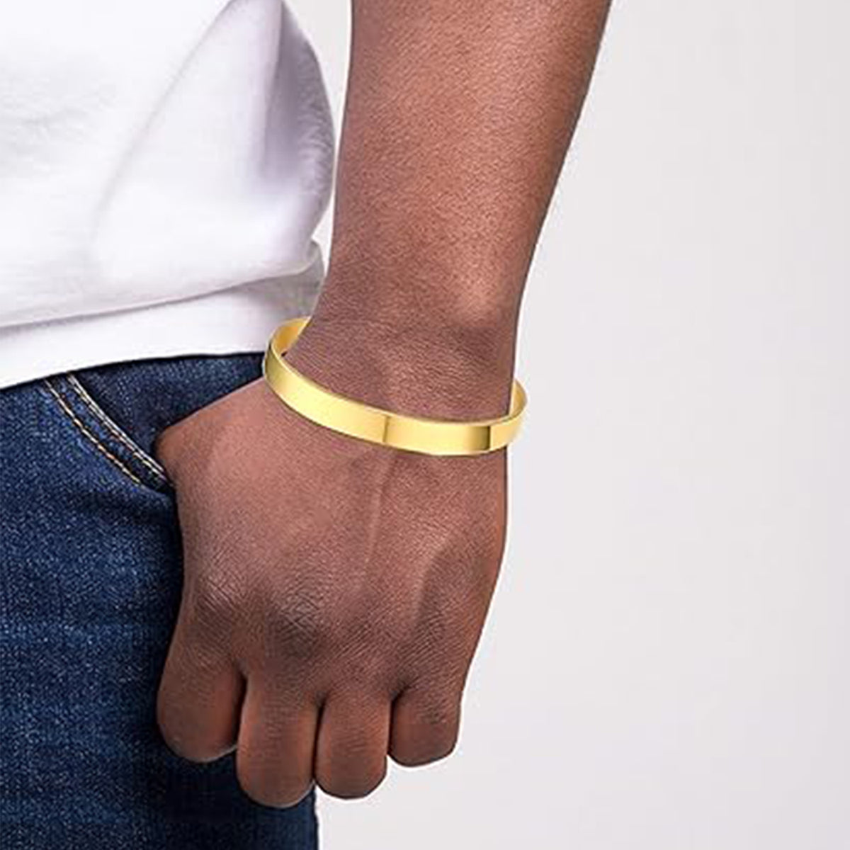 Elegant Gold Finish Open Cuff Bracelet Kada (1 Pc)