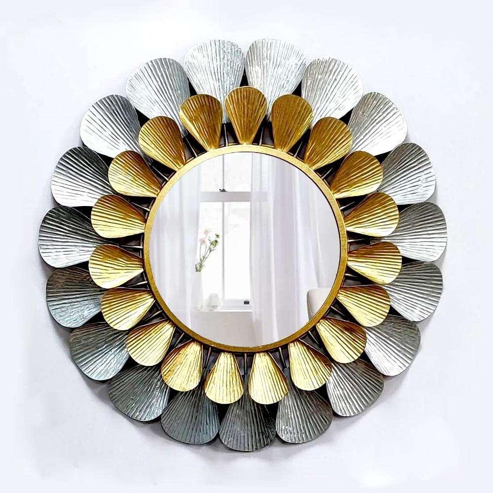 01. Gold & Silver Petals Exquisite Metal Wall Mirror