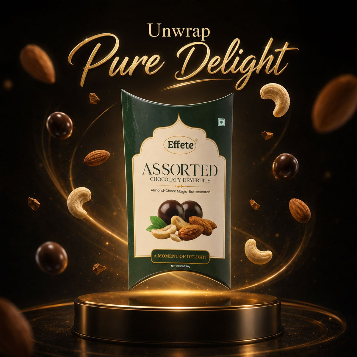 Assorted Chocolaty Dryfruits  Almond Choco Magic  Butterscotch 60g