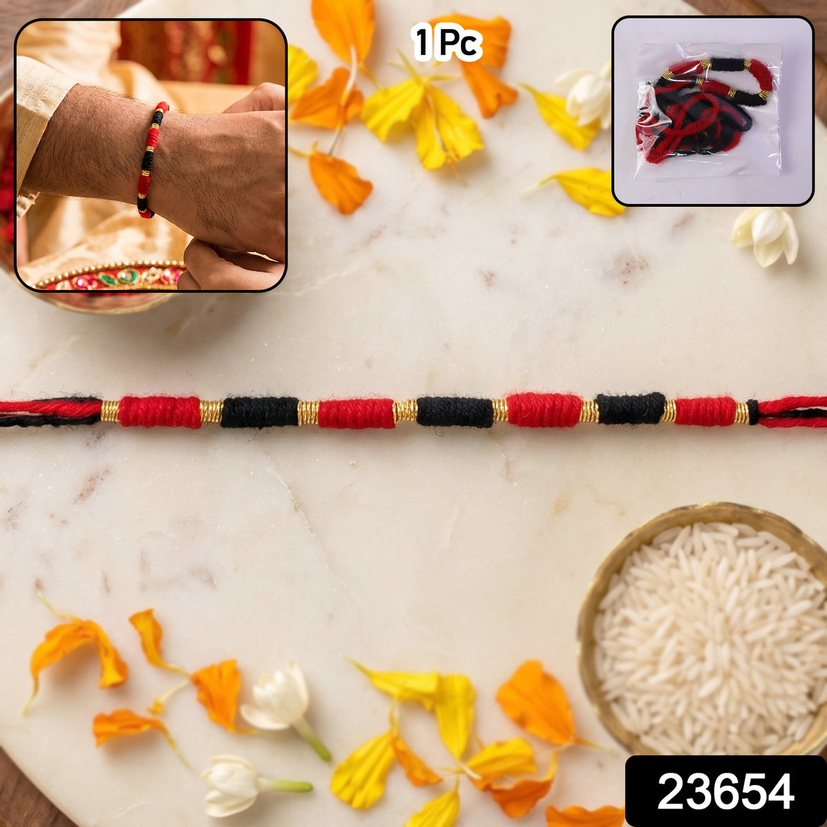 Handmade Rakhi â Traditional Beaded Thread with Golden Accents