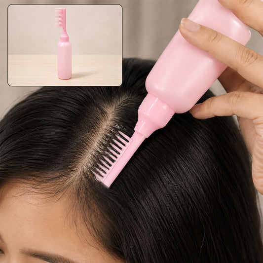 2 In 1 Hair Oil Applicator Bottle with Scalp Comb for Root Care