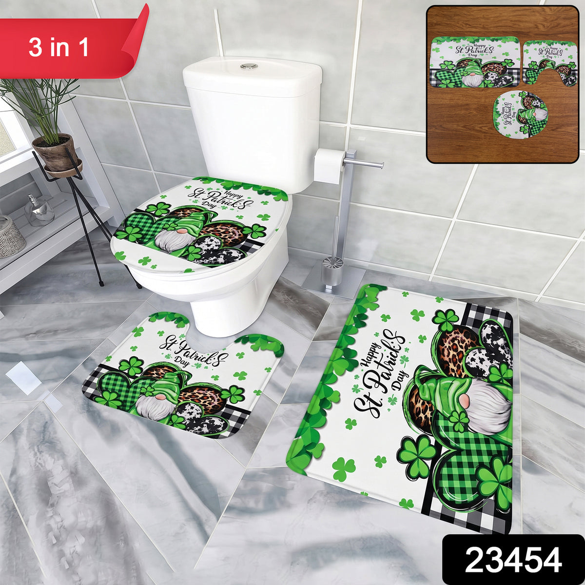 3 in 1 Bathroom Mat Set â Complete Floor Coverage & Non-Slip Design