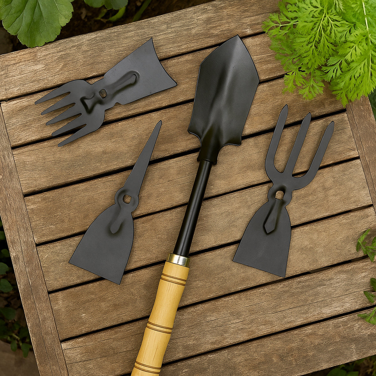 5 in 1 Gardening Hand Tool Set â Durable Wooden Handles