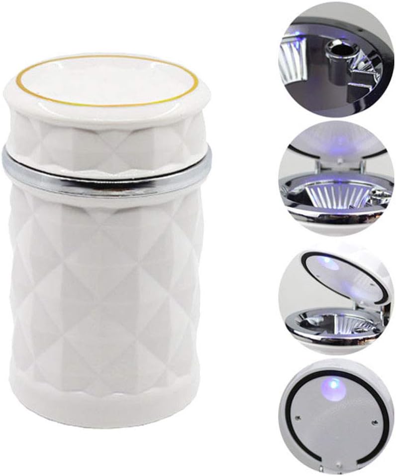 Car Cupholder Ashtray â LED Light, Lid & Portable Bin | Velvet Wheels
