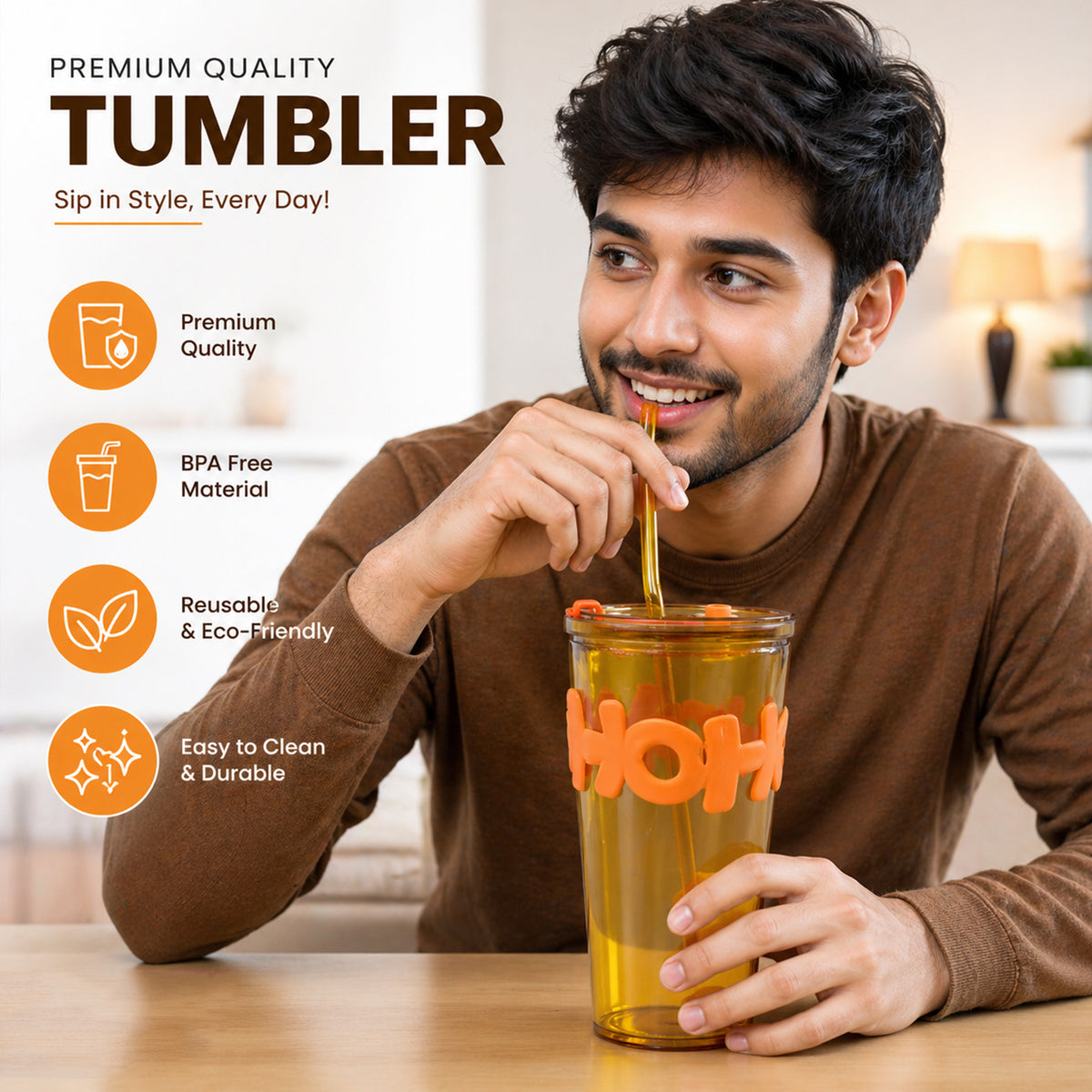 Glass Tumbler with Lid and Straw â Leak-Resistant & Stylish