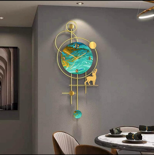 1 Metal Wall Analog Clock For Living Room, Bed Room Home Decor Art A Hanging Decorative Showpiece Item- Multi Color
