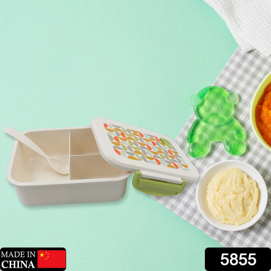 3 Compartment Lunch Box â Leakproof Tiffin with Spoon | DeoDap
