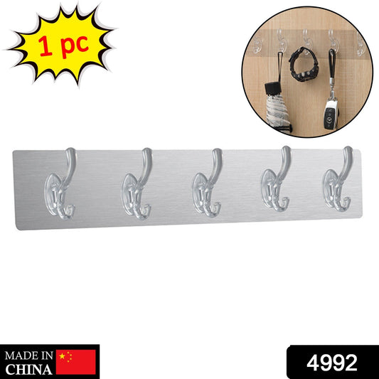 Strong Transparent Adhesive Wall Hooks - 5 Pack No Drill