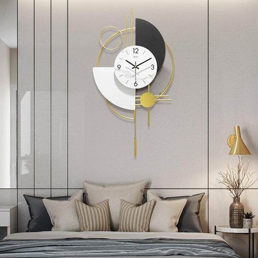 Homary Modern 30 X 16 Clocks for Living Room, Decorative Gold Wall Clocks, 3D Round Big Wall Clock