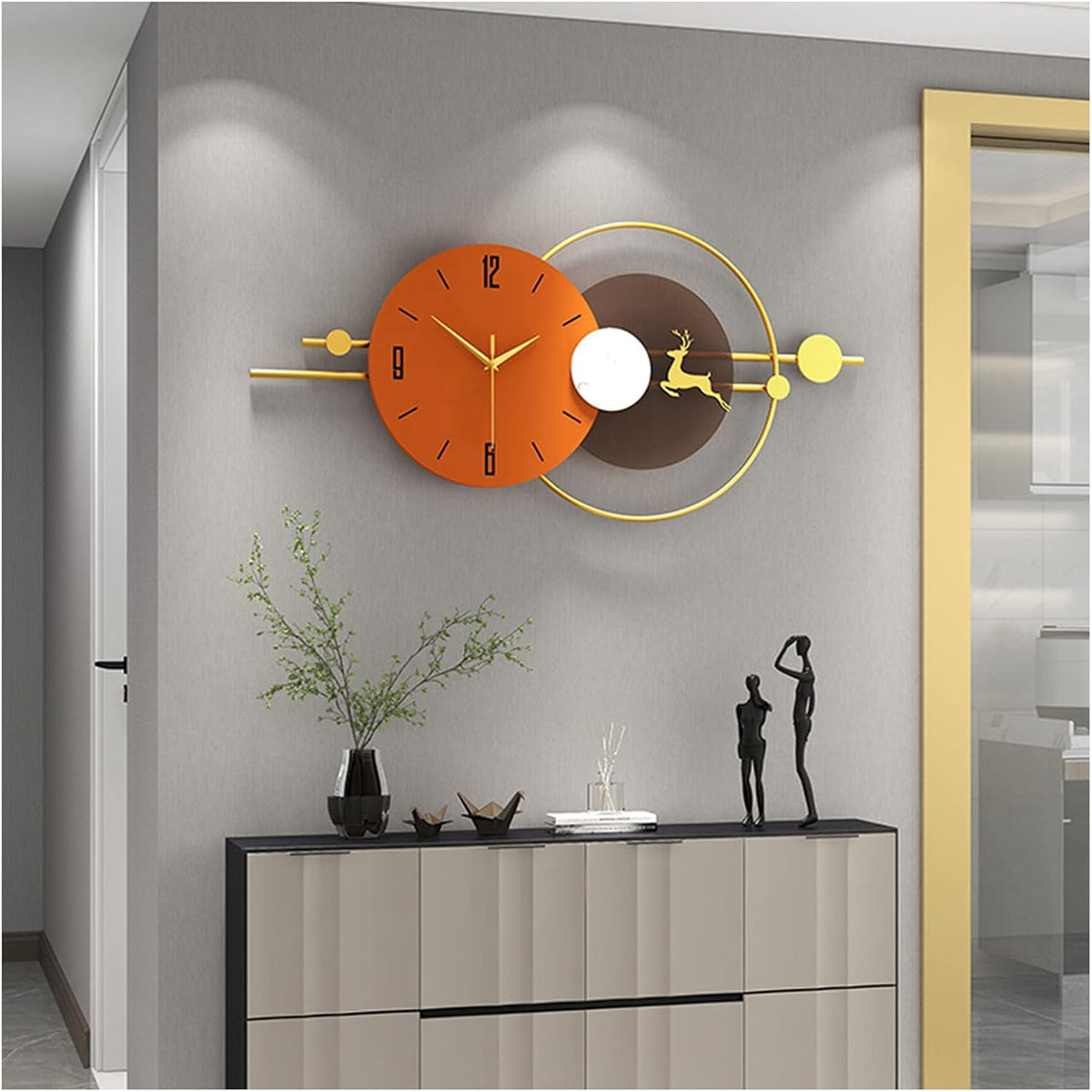 Large Wall Clocks for Living Room Silent Quartz Clock in 3D Metal Metal Design of Fashion Creativity