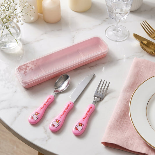 3 In 1 Kids Cutlery Set with Case Spoon Fork Knife for Children