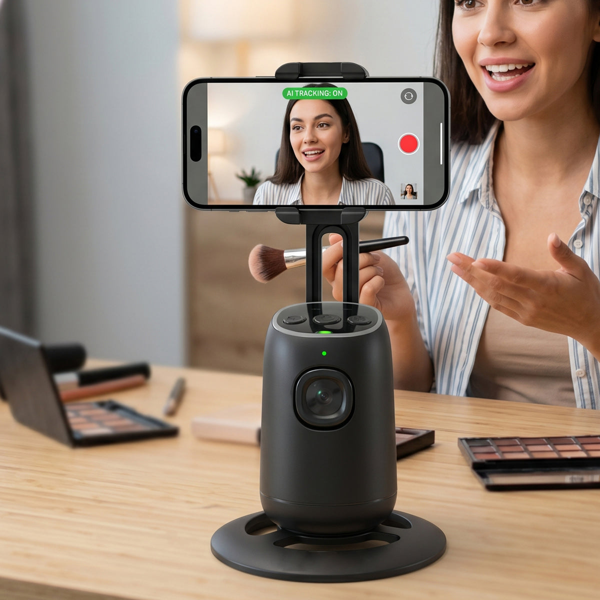 AI Face Tracking Mobile Holder â Hands-Free 360Â° Video Streaming