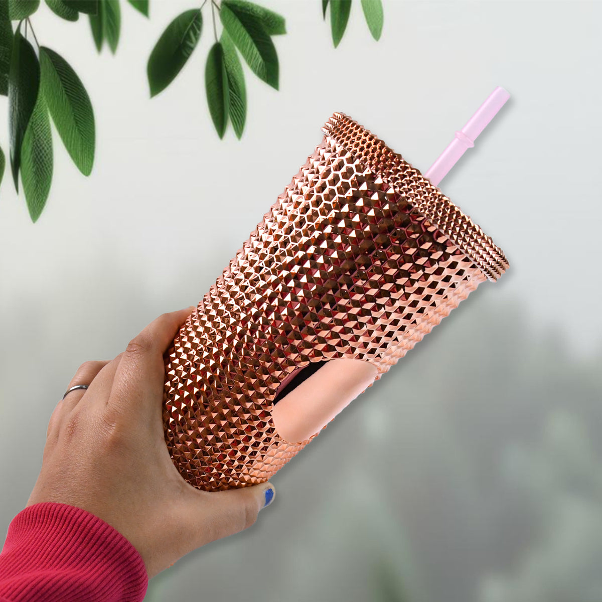 Studded Tumbler â Double Walled Cold Cup with Straw Lid