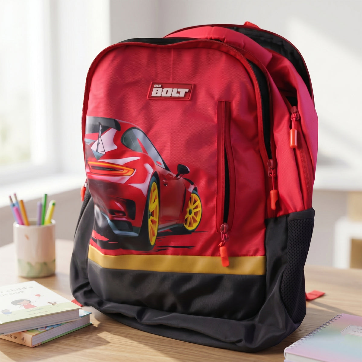 19-inch Kidâs School Bag â Spacious & Stylish with Car Design