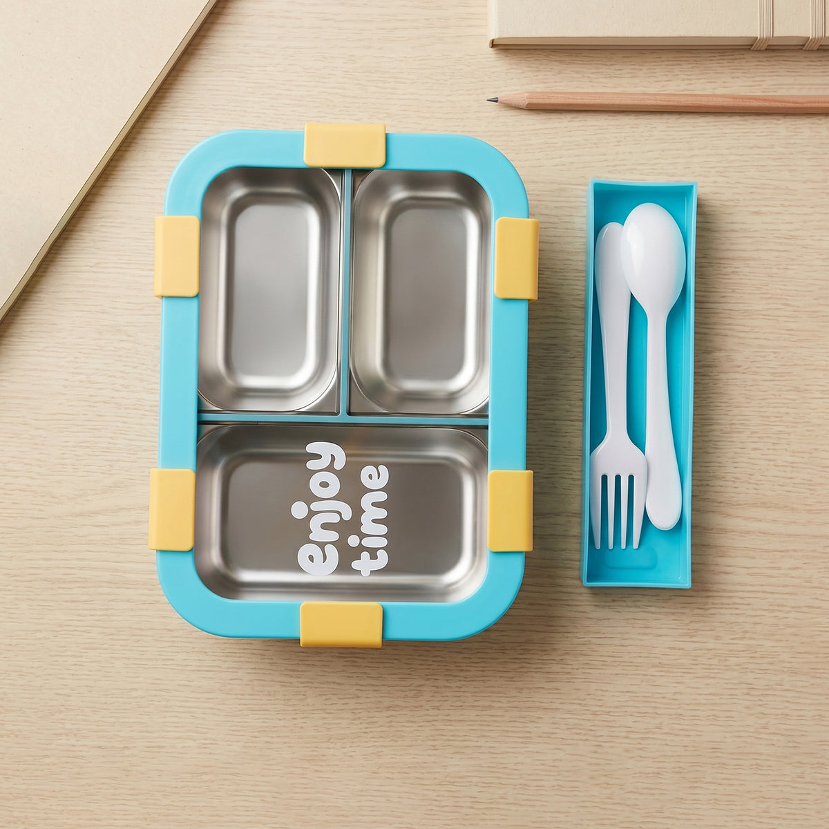 Airtight 3 Compartment Stainless Steel Lunch Box â Food Organiser