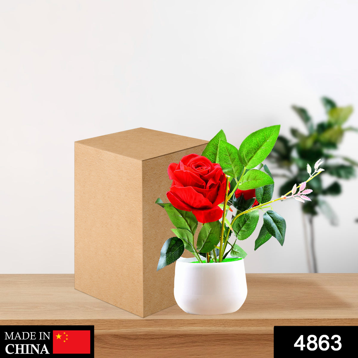 Artificial Rose Plant â Realistic Decor with Pot | VoltDesk
