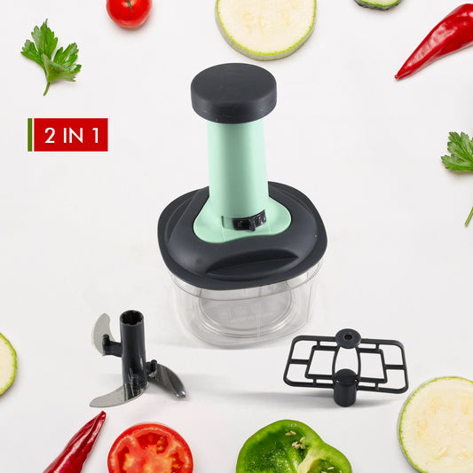 Manual Food Chopper â 3-Blade Hand Push Vegetable Cutter | Quickslice