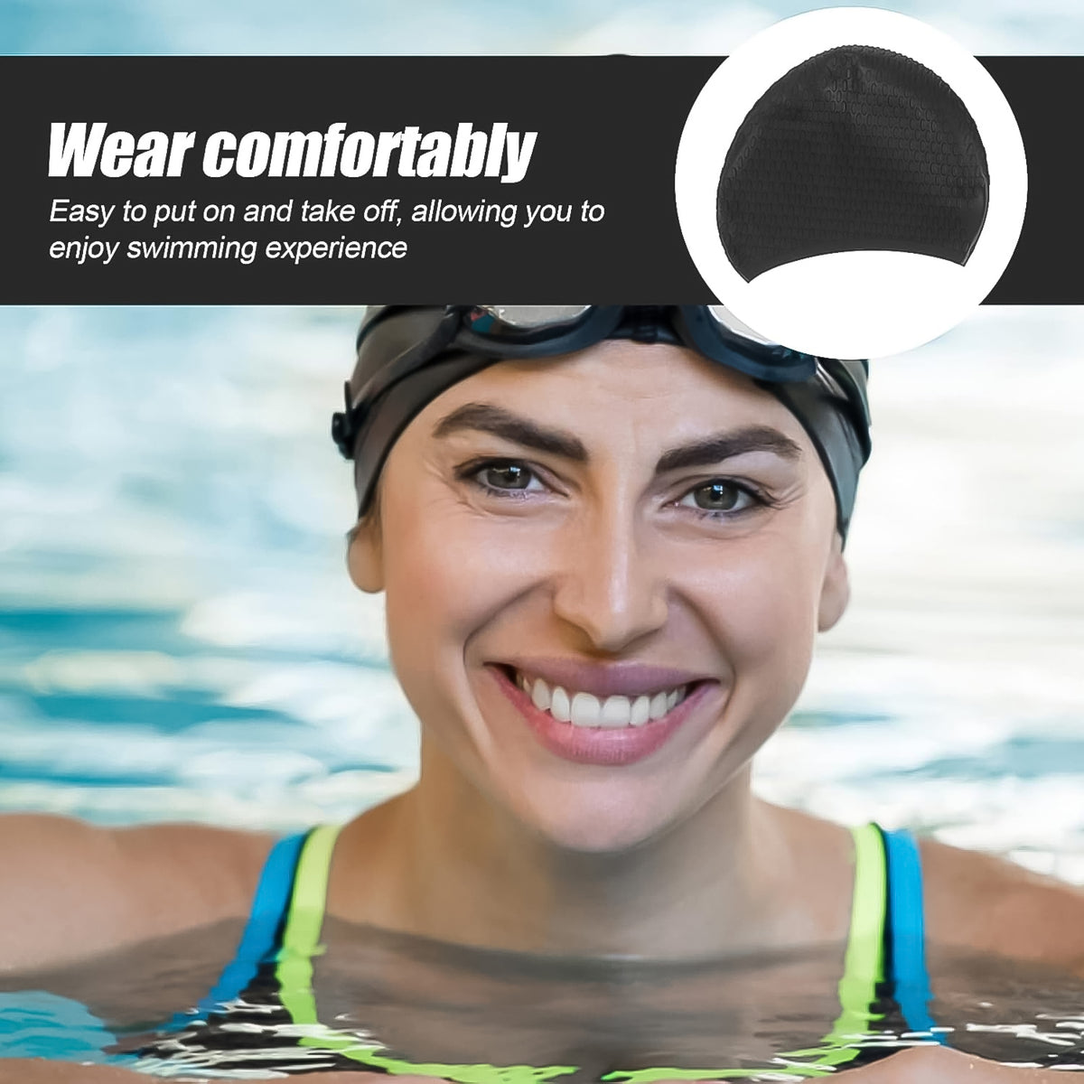 Premium Silicone Waterproof Swimming Cap (1 Pc)
