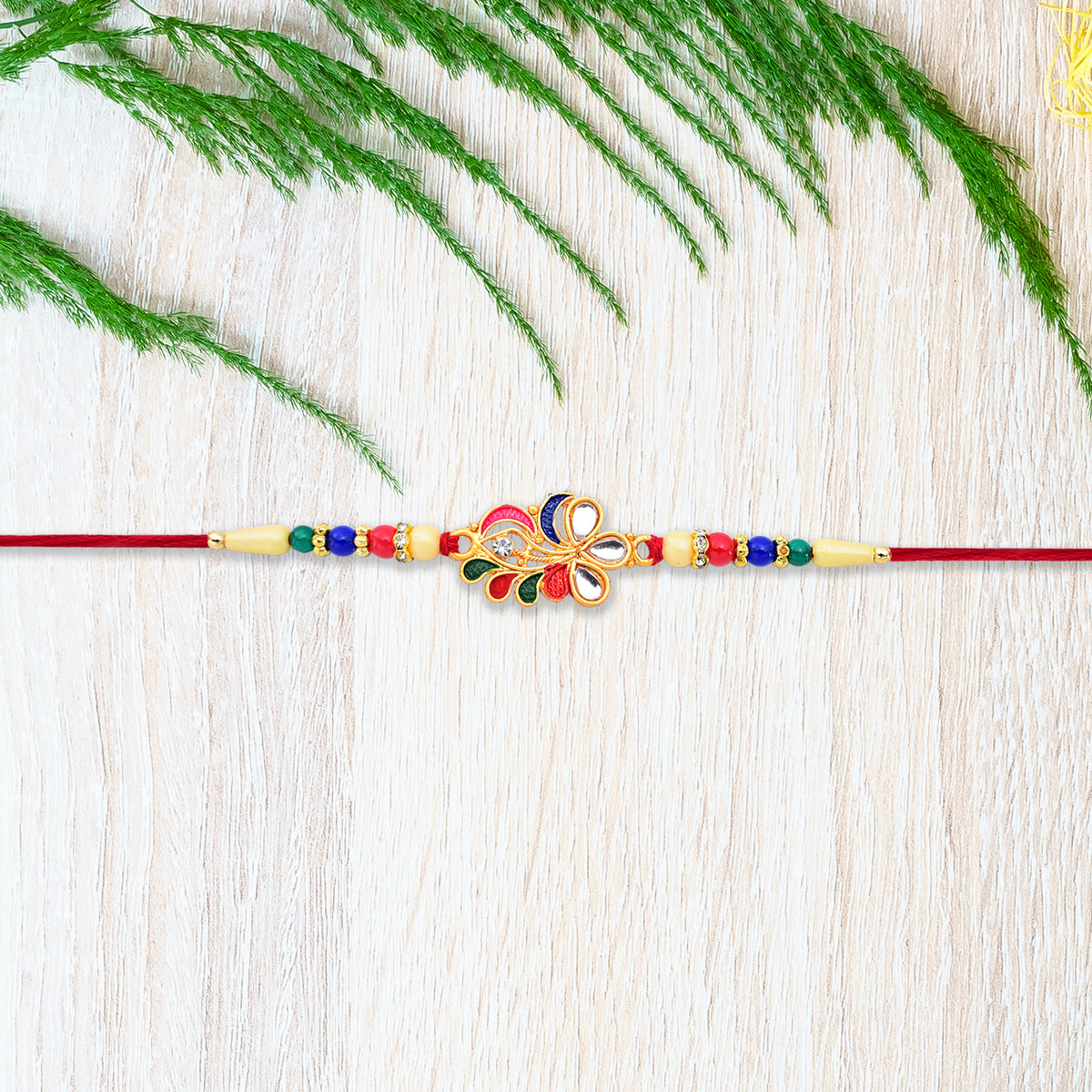Multicolor Peacock Feather Rakhi