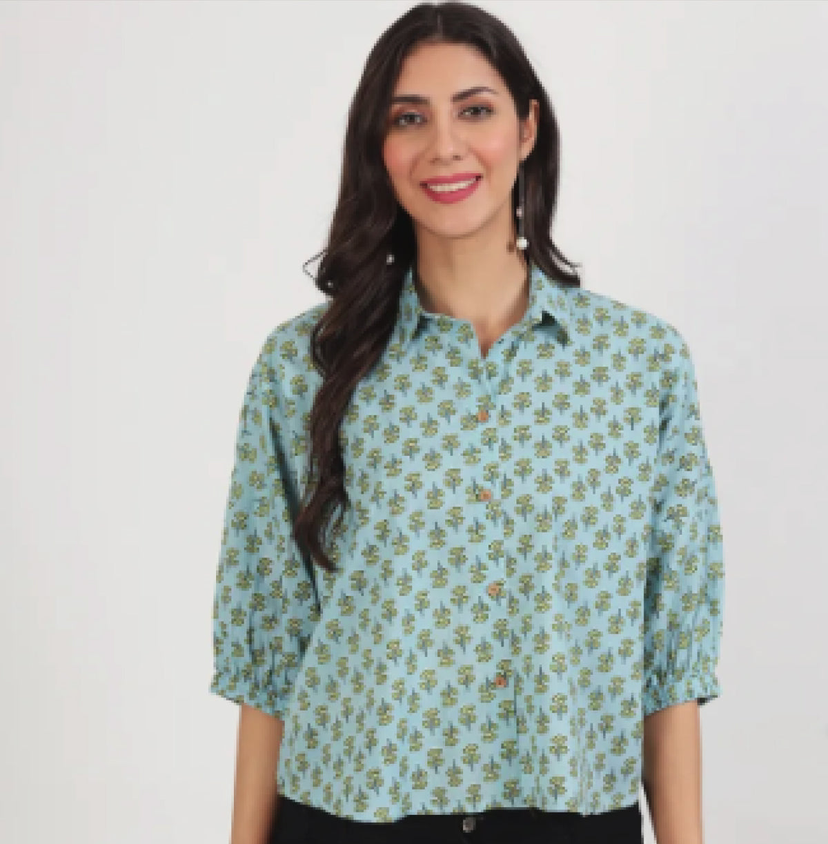 Print Cotton Shirt Style Top