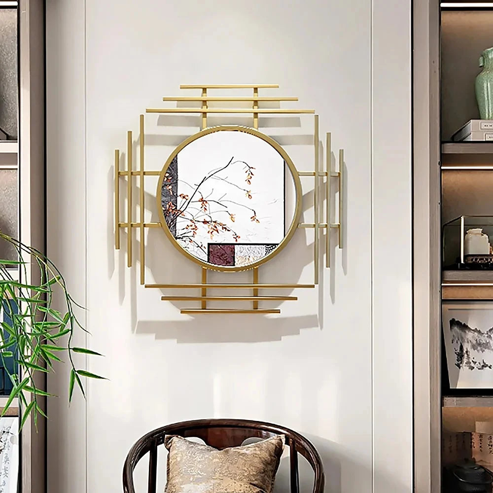 01 Luxury Geometric Gold Metal Wall Mirror