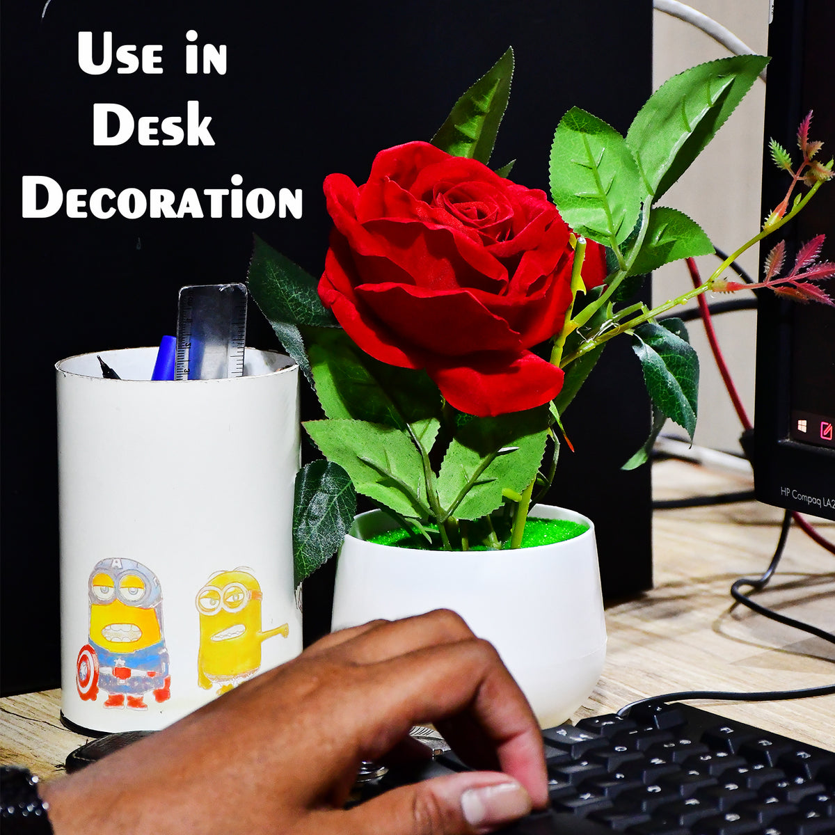Artificial Rose Plant â Realistic Decor with Pot | VoltDesk