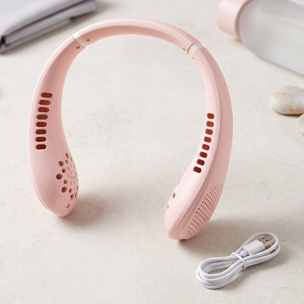 USB Rechargeable Portable Bladeless Neck Fan for Hands Free Cooling