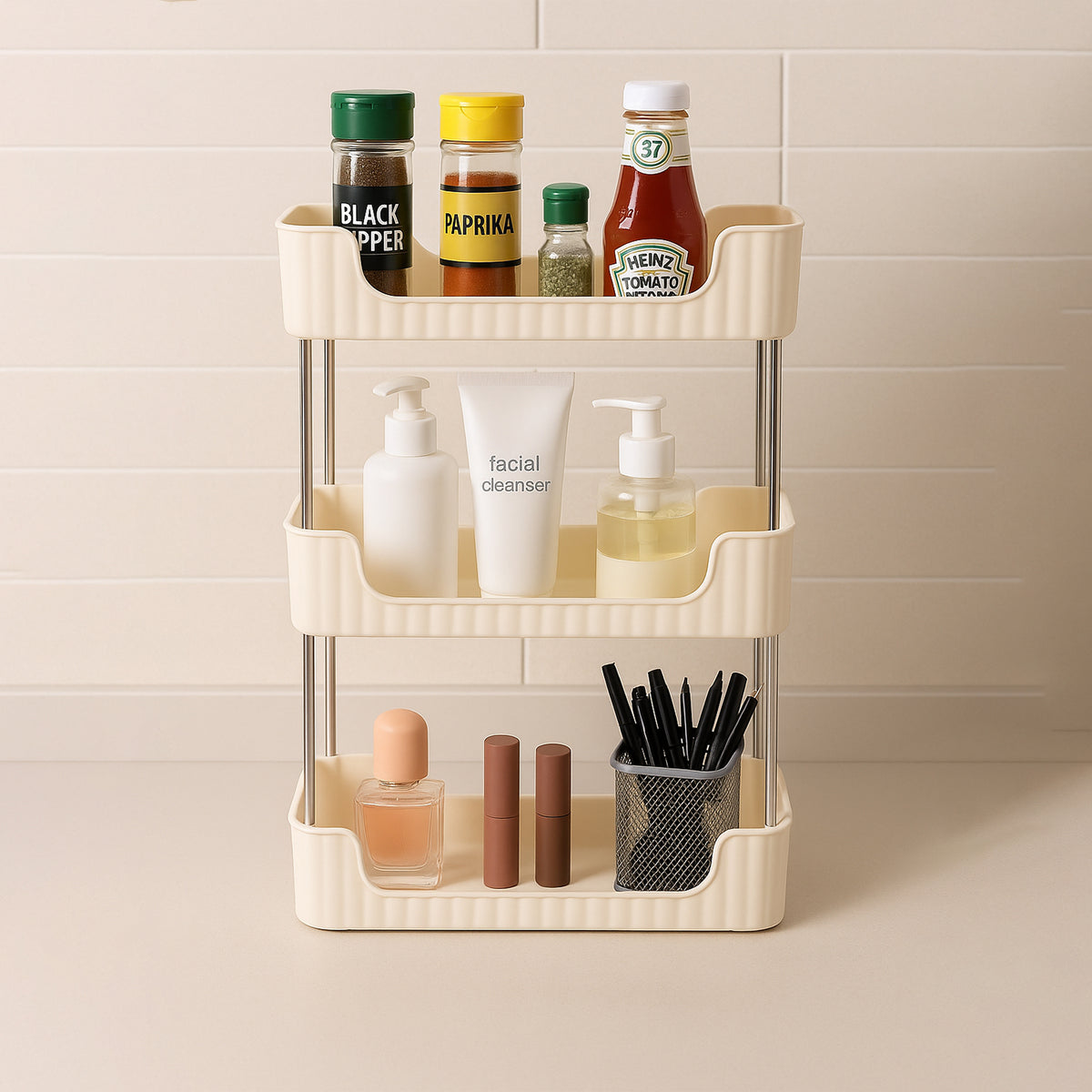 3-Tier Storage Organizer Rack â Compact & Versatile Shelf