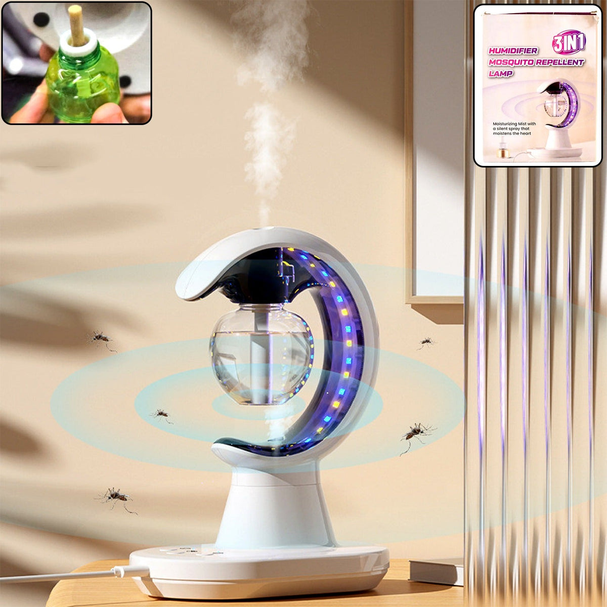 3-in-1 Humidifier Lamp â LED Light & Mosquito Repellent