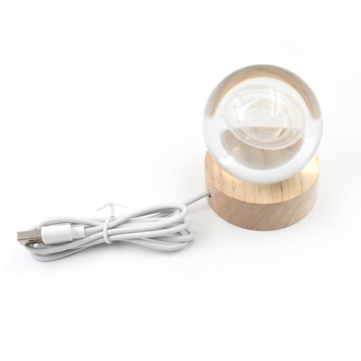 Astronaut Crystal Ball Lamp â 3D Night Light with Wood Base | Indo Glow