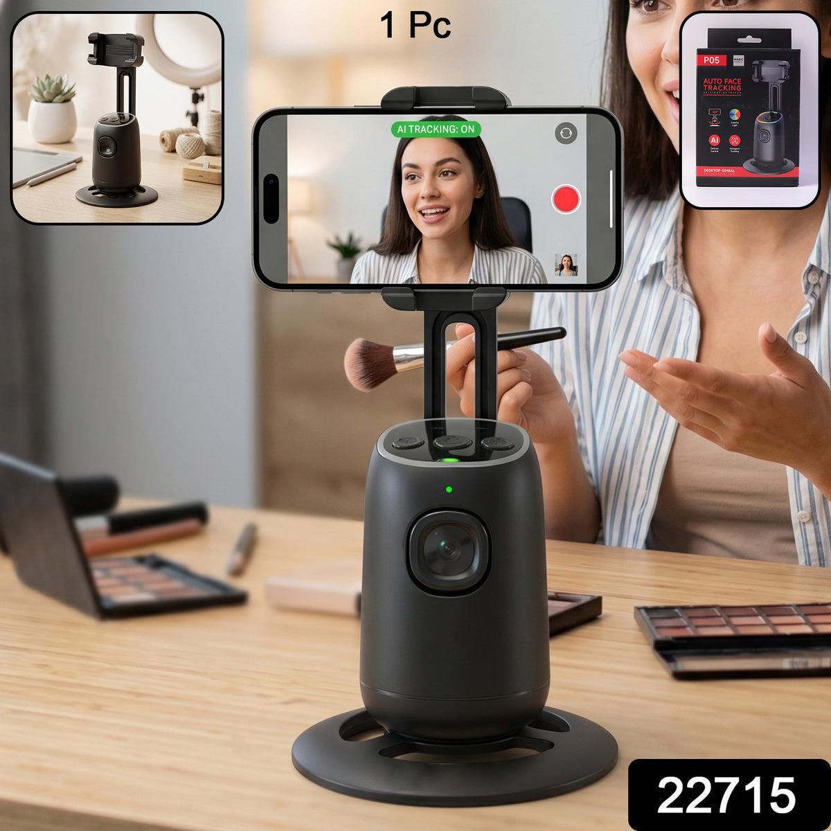 AI Face Tracking Mobile Holder â Hands-Free 360Â° Video Streaming