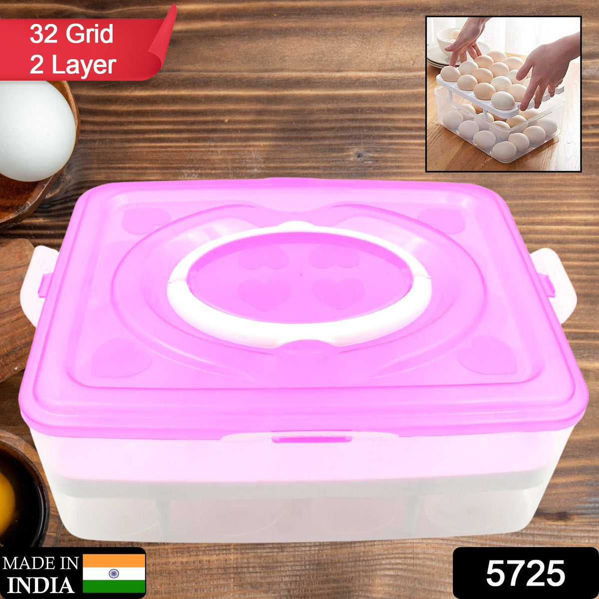32-Grid Egg Tray with Lid & Handle â 2-Layer Egg Storage | Organivo