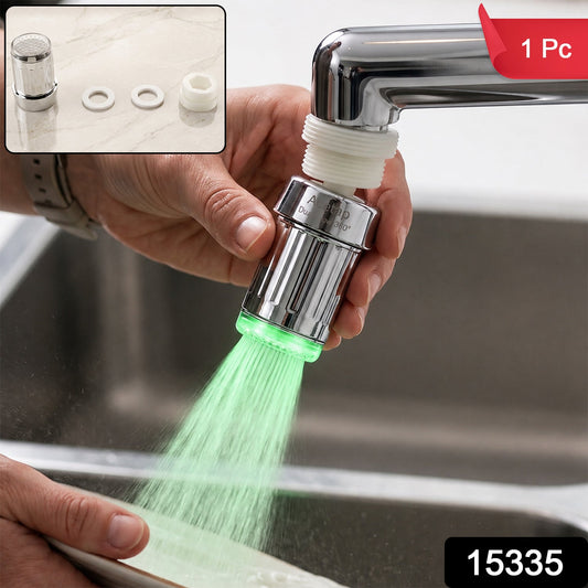 LED Light Dual Flow Faucet Tap Adapter with Splash Filter Aerator for Kitchen Sink