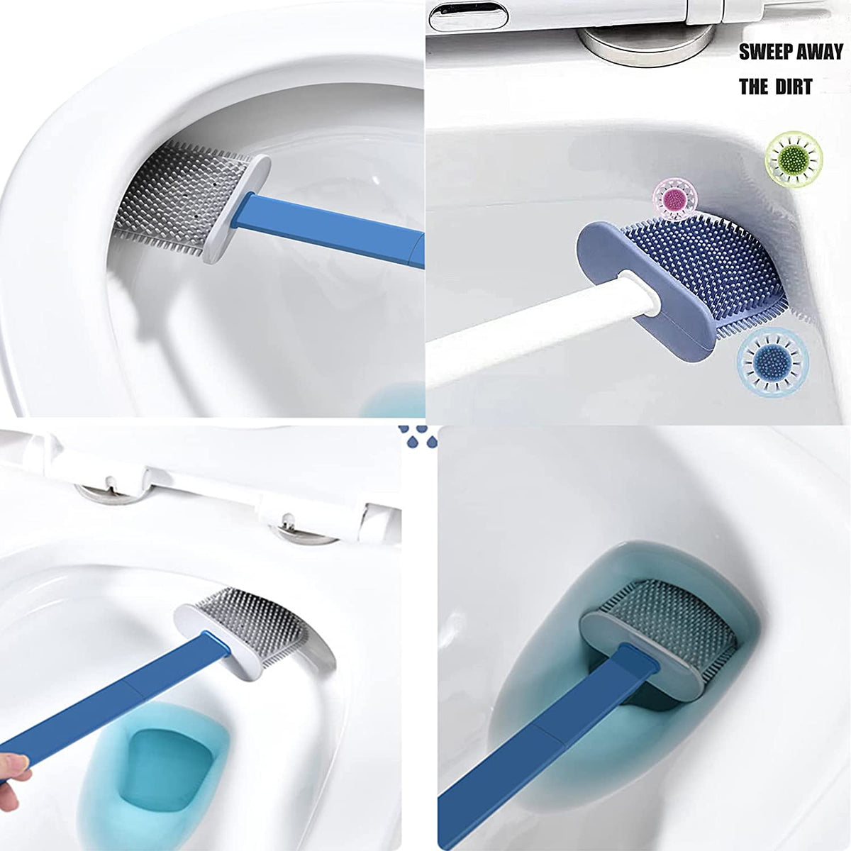 Silicone Toilet Brush â Quick-Dry Holder, Flexible Bristles | Velvet Wipe