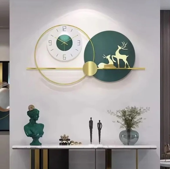 01 Deer Green Metal Wall Clock