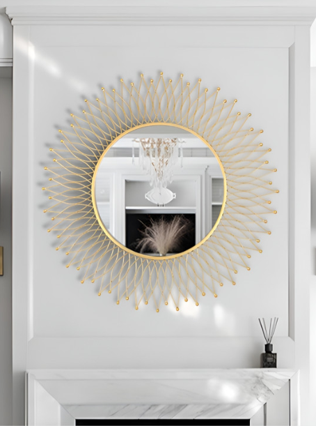 God Toned Textured Framed Decorative Wall Mirror