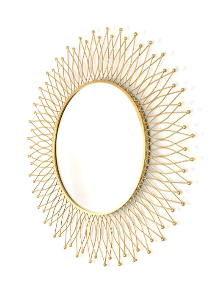 God Toned Textured Framed Decorative Wall Mirror