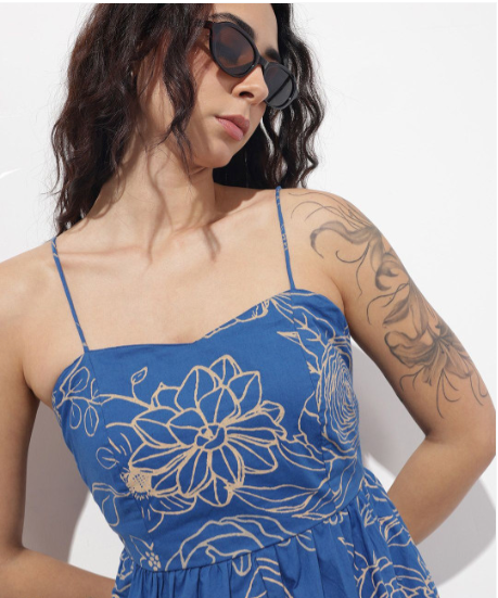 01. Floral Print A-Line Midi Dress