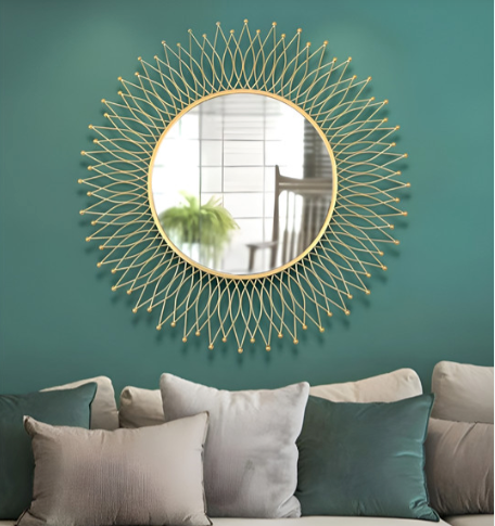 God Toned Textured Framed Decorative Wall Mirror