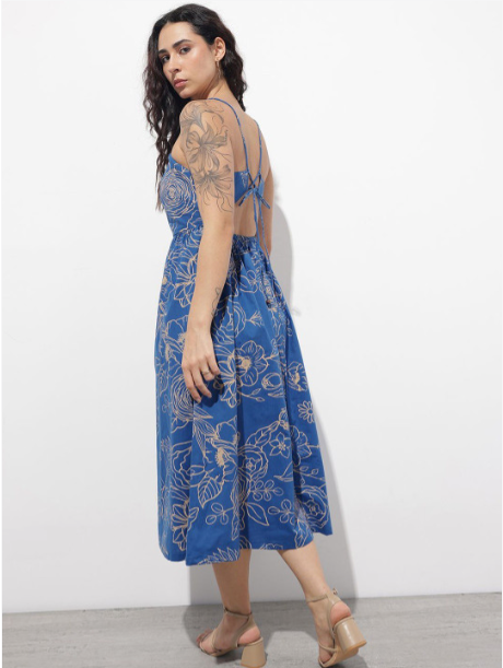 01. Floral Print A-Line Midi Dress