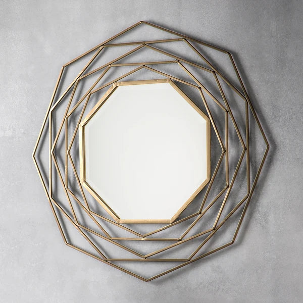 01.Gold Geometric Octagon Mirror